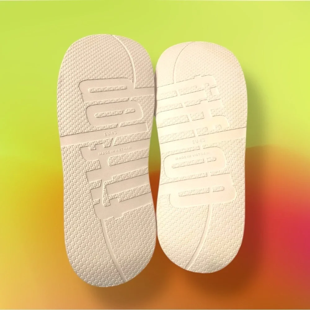 Men's iQUSHION Pool Slides Rubber White Red Size 10